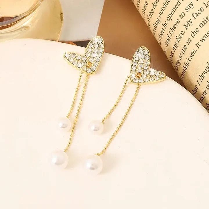 Flexible Heart Top Crystal Earrings, Hollow Heart Drop Earrings, Adjustable Pearl Tassel Ear Jewellery, Luxury Long Simulation Pearl Earrings For Women Flexible Heart Top Crystal Earrings, Hollow Heart Drop Earrings, Adjustable Pearl Tassel Ear Jewellery, Luxury Long Simulation Pearl Earrings For Women